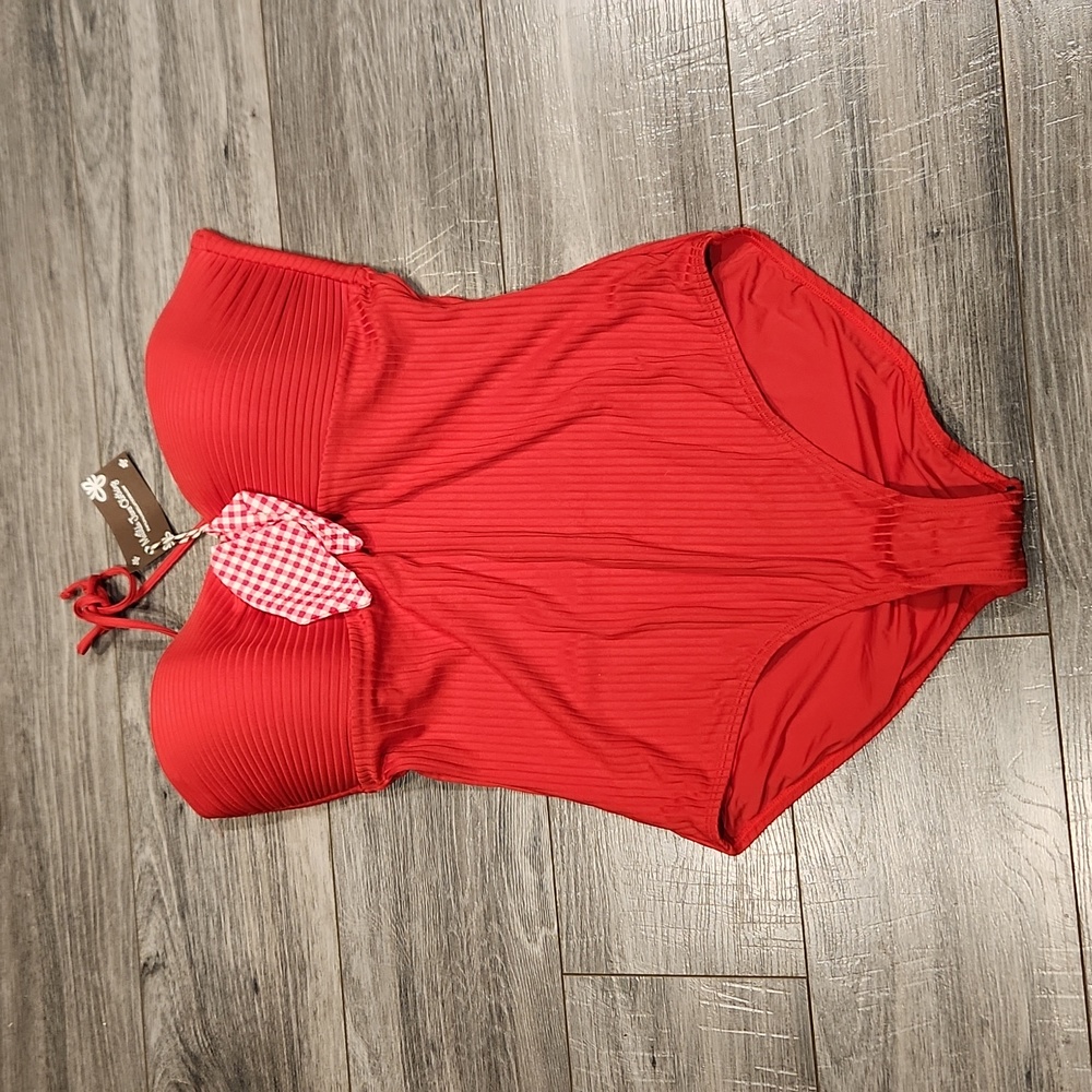 NWT Matilda Jane Clothing Women's sz L built-in bra Swimsuit